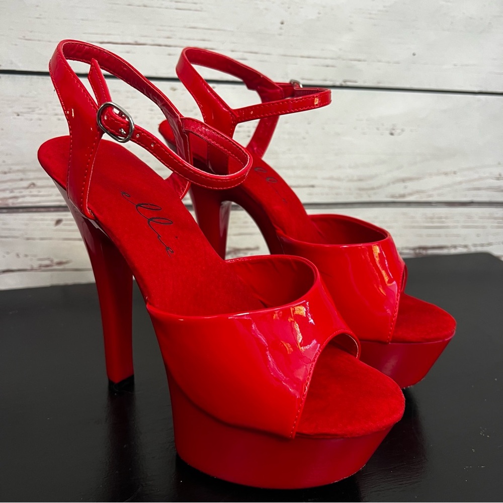 Ellie Red Platform Heels - Picture 2 of 16
